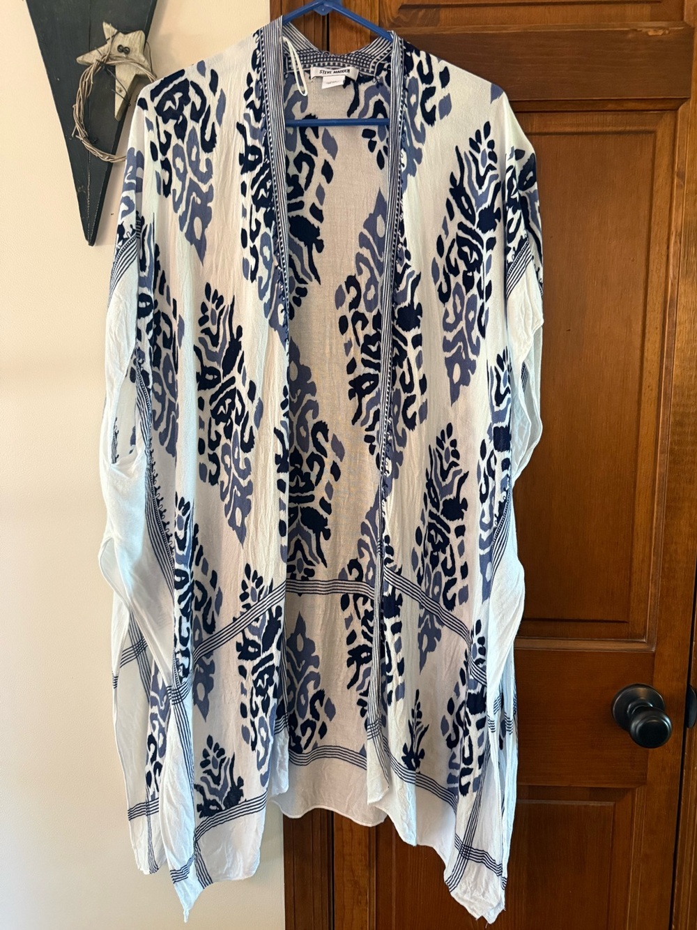 Steve Madden Navy and White Swimsuit Cover-up